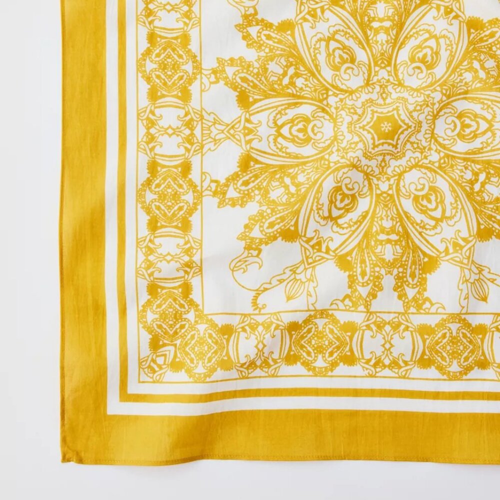 NWT Urban Outfitters Abstract Yellow Square Scarf Bandana - Picture 3 of 6